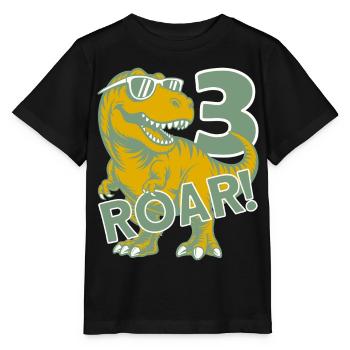 DINO 3 YEARS DINOSAUR 3RD BIRTHDAY - Stanley/Stella MINI CREATOR Kids’ T-Shirt - black - Front - Mikhail (115cm)