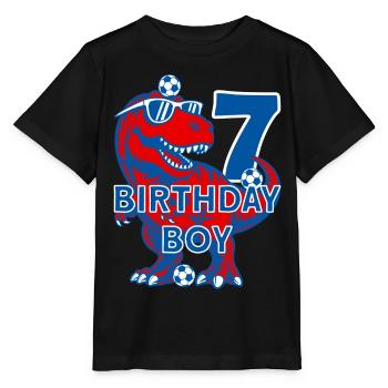 7 JAHRE BIRTHDAY BOY FUßBALL 7. GEBURTSTAG - Stanley/Stella Kinder T-Shirt MINI CREATOR  - Schwarz - Vorne - Mikhail (115cm)