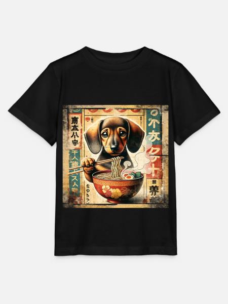 Dackel Ramen Vintage Poster Style - Stanley/Stella Kinder T-Shirt MINI CREATOR - Schwarz