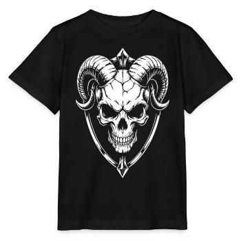 Crâne aux cornes Crâne de bélier - T-shirt bio MINI CREATOR Stanley/Stella Enfant - noir - Devant - Mikhail (115cm)
