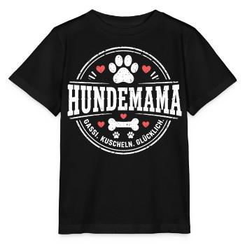 Hundemama Gassi Kuscheln Glücklich Shirt - Stanley/Stella Kinder T-Shirt MINI CREATOR  - Schwarz - Vorne - Mikhail (115cm)