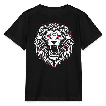 Lion Rugissant Mascotte Tribal Logo Sport Gaming - T-shirt bio MINI CREATOR Stanley/Stella Enfant - noir - Devant - Mikhail (115cm)