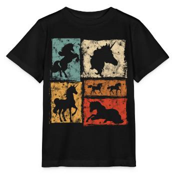 Unicorns in perspectives with stars - Stanley/Stella MINI CREATOR Kids’ T-Shirt - black - Front - Mikhail (115cm)