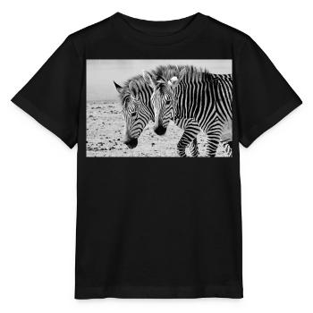 Safari en noir et blanc des amis zèbres - T-shirt bio MINI CREATOR Stanley/Stella Enfant - noir - Devant - Mikhail (115cm)