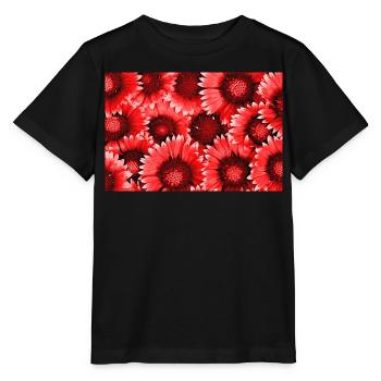 Rote Blütenpracht Muster - Stanley/Stella Kinder T-Shirt MINI CREATOR  - Schwarz - Vorne - Mikhail (115cm)