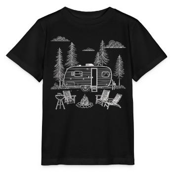 Camping-car vintage - T-shirt bio MINI CREATOR Stanley/Stella Enfant - noir - Devant - Mikhail (115cm)