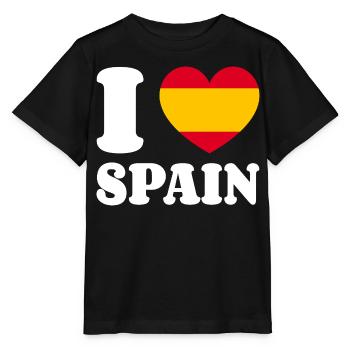 I Love Spain Spanien-Liebe Herz Spanienfan - Stanley/Stella Kinder T-Shirt MINI CREATOR  - Schwarz - Vorne - Mikhail (115cm)