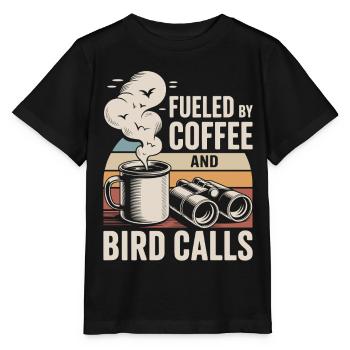 Coffee energy and bird call - Stanley/Stella MINI CREATOR Kids’ T-Shirt - black - Front - Mikhail (115cm)