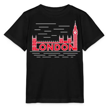 London Skyline Bold Red - T-shirt bio MINI CREATOR Stanley/Stella Enfant - noir - Devant - Mikhail (115cm)