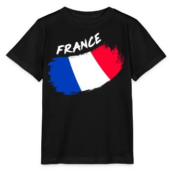 France, France, France, conception du drapeau français - T-shirt bio MINI CREATOR Stanley/Stella Enfant - noir - Devant - Mikhail (115cm)
