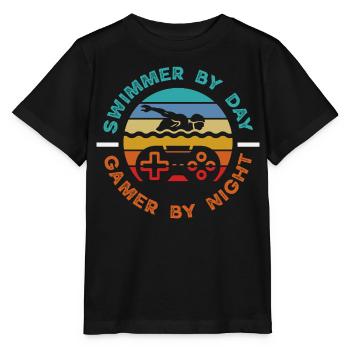 Funny Swimmers Sayings & Swimming Club Design - Stanley/Stella MINI CREATOR Kids’ T-Shirt - black - Front - Mikhail (115cm)