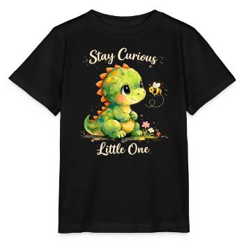 Dino Aquarell: Stay Curious Little One - Stanley/Stella Kinder T-Shirt MINI CREATOR  - Schwarz - Vorne - Mikhail (115cm)