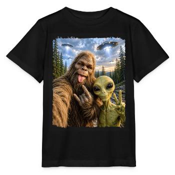 Bigfoot, Alien Rocker, Musique Rock, Main de Rock, OVNI - T-shirt bio MINI CREATOR Stanley/Stella Enfant - noir - Devant - Mikhail (115cm)