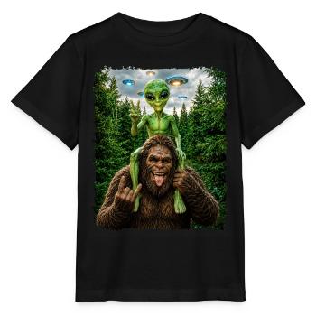 Bigfoot, Alien Rocker, Musique Rock, Main de Rock, OVNI - T-shirt bio MINI CREATOR Stanley/Stella Enfant - noir - Devant - Mikhail (115cm)