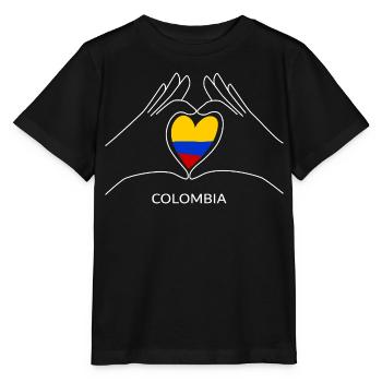 Cœur de fan de Colombie avec drapeau colombien - T-shirt bio MINI CREATOR Stanley/Stella Enfant - noir - Devant - Mikhail (115cm)