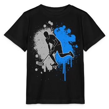 Floorball Spieler Floorballer Farbklecks Unihockey - Stanley/Stella Kinder T-Shirt MINI CREATOR  - Schwarz - Vorne - Mikhail (115cm)