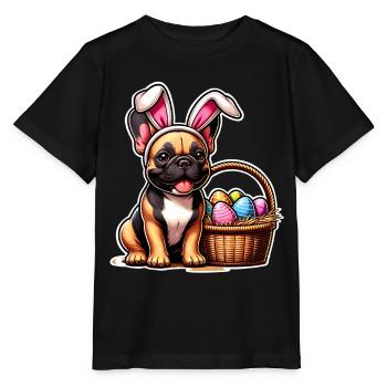 Osterhund mit Körbchen und Eiern - Stanley/Stella Kinder T-Shirt MINI CREATOR  - Schwarz - Vorne - Mikhail (115cm)