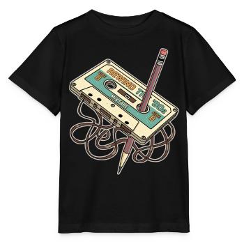 Cassette musicale rétro des années 80 avec crayon - T-shirt bio MINI CREATOR Stanley/Stella Enfant - noir - Devant - Mikhail (115cm)