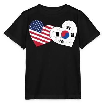 Corée du Sud et drapeau américain Coréen - T-shirt bio MINI CREATOR Stanley/Stella Enfant - noir - Devant - Mikhail (115cm)