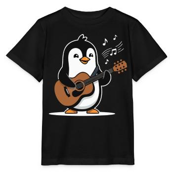 Pinguin Gitarre Musik Lustig - Stanley/Stella Kinder T-Shirt MINI CREATOR  - Schwarz - Vorne - Mikhail (115cm)