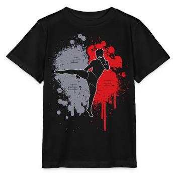 Muay Thai Kickboxer Farbklecks Kinder Kickboxen - Stanley/Stella Kinder T-Shirt MINI CREATOR  - Schwarz - Vorne - Mikhail (115cm)