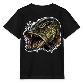 Pêche au brochet - T-shirt bio MINI CREATOR Stanley/Stella Enfant - noir - Devant - Mikhail (115cm)