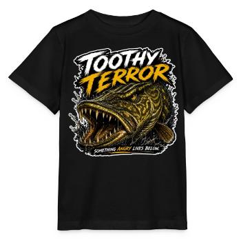 Hechtfischen Zahn-Terror - Stanley/Stella Kinder T-Shirt MINI CREATOR  - Schwarz - Vorne - Mikhail (115cm)
