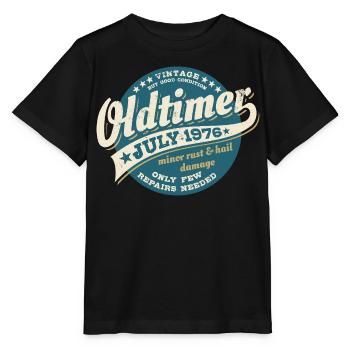 Voiture classique juillet 1976 | Cadeau d’anniversaire - T-shirt bio MINI CREATOR Stanley/Stella Enfant - noir - Devant - Mikhail (115cm)