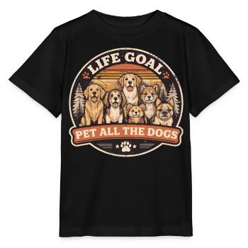 Objectif Vie Caresser Tous Les Chiens | Rétro - T-shirt bio MINI CREATOR Stanley/Stella Enfant - noir - Devant - Mikhail (115cm)