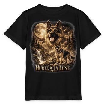 Hurle à la Lune: Loups nocturnes - T-shirt bio MINI CREATOR Stanley/Stella Enfant - noir - Devant - Mikhail (115cm)