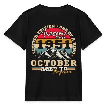 Octobre 1951 Vinatge Retro Cadeau Anniversaire - T-shirt bio MINI CREATOR Stanley/Stella Enfant - noir - Devant - Mikhail (115cm)