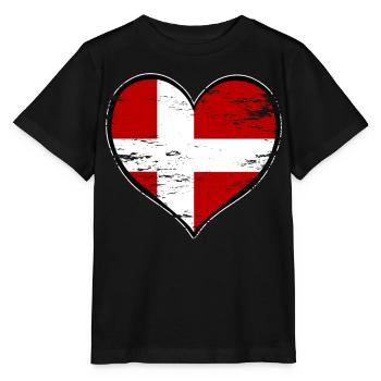 Denmark heart flag used - Stanley/Stella MINI CREATOR Kids’ T-Shirt - black - Front - Mikhail (115cm)