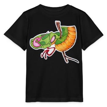 Flame Snake mit Grün, Orange, Schwanz - Stanley/Stella Kinder T-Shirt MINI CREATOR  - Schwarz - Vorne - Mikhail (115cm)
