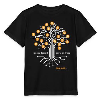Bitcoin | L’argent ne pousse pas sur les arbres | Crypto - T-shirt bio MINI CREATOR Stanley/Stella Enfant - noir - Devant - Mikhail (115cm)
