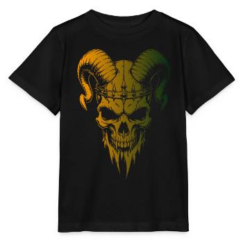 Crâne aux cornes - T-shirt bio MINI CREATOR Stanley/Stella Enfant - noir - Devant - Mikhail (115cm)