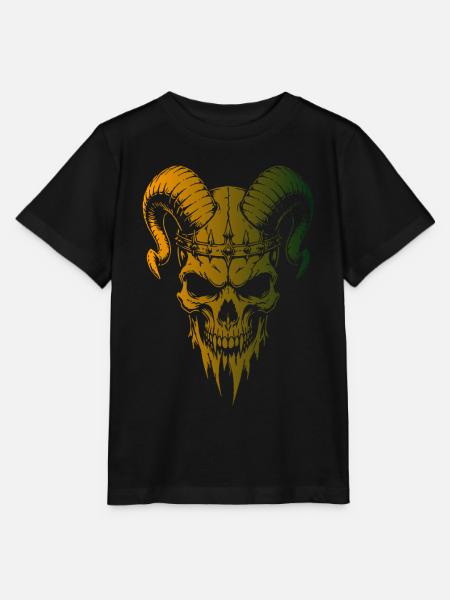 Schädel mit Hörner Totenkopf - Stanley/Stella Kinder T-Shirt MINI CREATOR - Schwarz