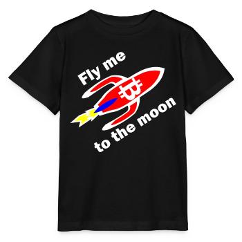 Bitcoin Raketenflug Monddesign - Stanley/Stella Kinder T-Shirt MINI CREATOR  - Schwarz - Vorne - Mikhail (115cm)