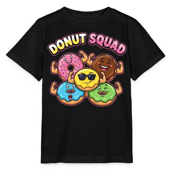 Donut Squad bunte Cartoon-Donuts - Stanley/Stella Kinder T-Shirt MINI CREATOR  - Schwarz - Vorne - Mikhail (115cm)