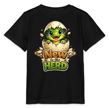 Süßer Baby Dinosaurier - New to the Herd Dino - Stanley/Stella Kinder T-Shirt MINI CREATOR  - Schwarz - Vorne - Mikhail (115cm)