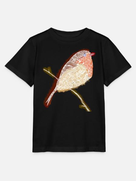 Zentangle-Rotkehlchen - Stanley/Stella Kinder T-Shirt MINI CREATOR - Schwarz
