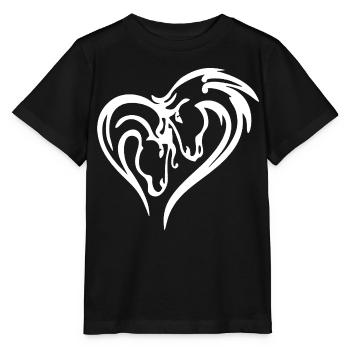 Pferdeherz (Weiß) - Stanley/Stella Kinder T-Shirt MINI CREATOR  - Schwarz - Vorne - Mikhail (115cm)