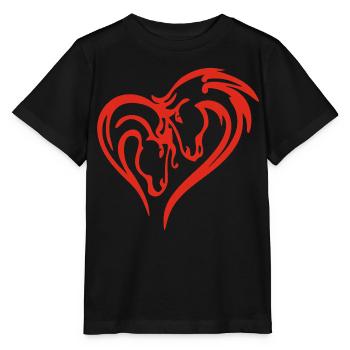 Pferdeherz (Rot) - Stanley/Stella Kinder T-Shirt MINI CREATOR  - Schwarz - Vorne - Mikhail (115cm)
