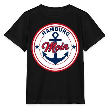 Hamburg Moin Rundemblem Schiff Anker  - Stanley/Stella Kinder T-Shirt MINI CREATOR  - Schwarz - Vorne - Mikhail (115cm)