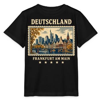 Deutschland Frankfurt Vintage Reisemarke - Stanley/Stella Kinder T-Shirt MINI CREATOR  - Schwarz - Vorne - Mikhail (115cm)