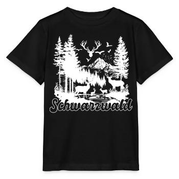 Schwarzwald Hirsch Familie Natur Motiv - Stanley/Stella Kinder T-Shirt MINI CREATOR  - Schwarz - Vorne - Mikhail (115cm)