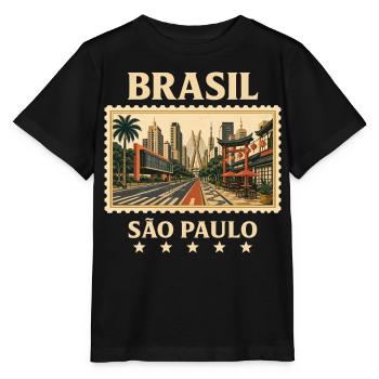 Brasilien São Paulo Vintage Reisemarke - Stanley/Stella Kinder T-Shirt MINI CREATOR  - Schwarz - Vorne - Mikhail (115cm)