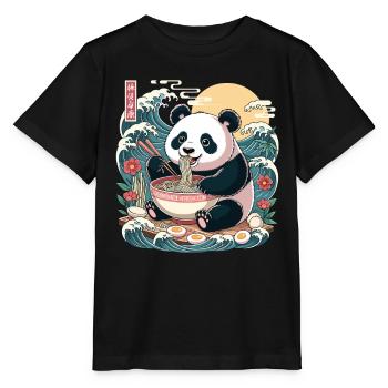 Kawaii Panda Ramen Lover Vagues d’anime mignonnes - T-shirt bio MINI CREATOR Stanley/Stella Enfant - noir - Devant - Mikhail (115cm)