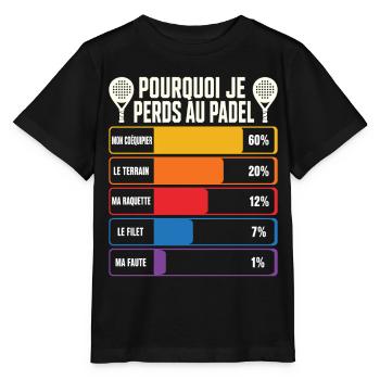 Padel Humour Joueur De Padel Perdant - T-shirt bio MINI CREATOR Stanley/Stella Enfant - noir - Devant - Mikhail (115cm)