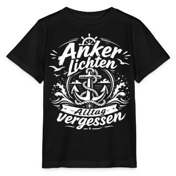 Anker lichten, Alltag vergessen - Stanley/Stella Kinder T-Shirt MINI CREATOR  - Schwarz - Vorne - Mikhail (115cm)