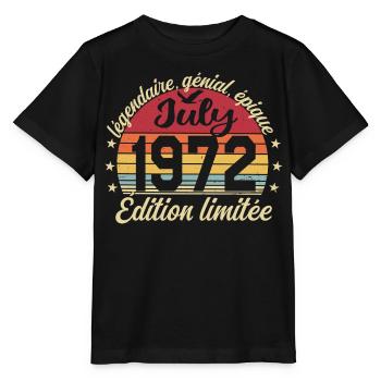 Anniversaire Juillet 1972 Vintage Cadeau - T-shirt bio MINI CREATOR Stanley/Stella Enfant - noir - Devant - Mikhail (115cm)